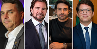 Flávio Bolsonaro, Daniel Vorcaro, Thiago Miranda e Mario Frias  Foto: Reprodução