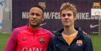 Neymar e Justin Bieber se encontraram em Los Angeles  Foto: Reprodução Barcelona
