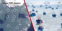 Imagens | Planet Labs, Marine Traffic, Nikkei Asia Foto: Imagens | Planet Labs, Marine Traffic, Nikkei Asia / Xataka