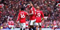 Momento do gol marcado por Bryan Mbeumo na vit&oacute;ria do United sobre o Nottingham Forest - Foto: Molly Darlington/Getty Images / Jogada10