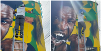 Virginia &eacute; apagada de mural em rua decorada para a Copa ap&oacute;s t&eacute;rmino com Vini Jr.  Foto: Reprodu&ccedil;&atilde;o/Instagram/@mirandagrafitte