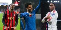 Fotos: Divulga&ccedil;&atilde;o Bournemouth, Chelsea e OL - Legenda: Endrick, Est&ecirc;v&atilde;o e Rayan est&atilde;o entre os sete brasileiros indicados ao Golden Boy 2026  Foto: Jogada10