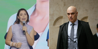 Michelle Bolsonaro chama Alexandre de Moraes de 'irm&atilde;o em Cristo'  Foto: Reprodu&ccedil;&atilde;o/Instagram @jessicasaito2  e Victor Piemonte/STF