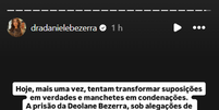 Daniele Bezerra Stories Instagram.  Foto: Portal de Prefeitura