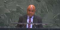 Odo Tevi, embaixador de Vanuatu na ONU, discursa na plen&aacute;ria da ONU. (20/05/2026)  Foto: RFI