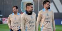 Foto: Divulga&ccedil;&atilde;o / AFA - Legenda: Messi, Otamendi e Flaco L&oacute;pez est&atilde;o entre os convocados do t&eacute;cnico Lionel Scaloni / Jogada10