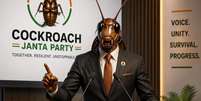 O "Partido do Povo Barata" adotou uma abordagem irreverente na &Iacute;ndia  Foto: Site do Cockroach Janta Party / BBC News Brasil