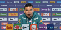 Casemiro foi o primeiro jogador a falar com a imprensa na Granja Comary  Foto: Reprodu&ccedil;&atilde;o/CBF