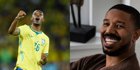Michael B. Jordan reage a gol e Rayan em jogo contra o Panamá  Foto: MARCELO DE JESUS/MDJPHOTOS/Estadão Conteúdo e Reprodução/Instagram