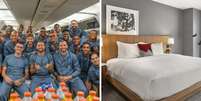 Sele&ccedil;&atilde;o Brasileira posa reunida em avi&atilde;o | Acomoda&ccedil;&otilde;es do hotel  Foto: Reprodu&ccedil;&atilde;o Instagram | Divulga&ccedil;&atilde;o Gensler