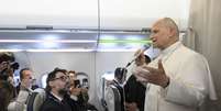 Leão XIV deu declaração durante voo papal  Foto: ANSA / Ansa - Brasil