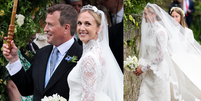 Renda hist&oacute;rica, v&eacute;u de tule e cauda de 3 metros: o vestido de noiva de Harriet Sperling no casamento com Peter Phillips &eacute; pura inspira&ccedil;&atilde;o; fotos. Foto: Getty Images / Purepeople