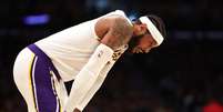 Carmelo Anthony em partida dos Lakers, em 2022 Foto: Sean M. Haffey/Getty Images