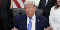 O presidente dos EUA, Donald Trump, tem insistido repetidamente que um acordo permanente com o Ir&atilde; est&aacute; pr&oacute;ximo. Em 11 de junho de 2026,  Foto: &copy; Ken Cedeno / AFP / RFI