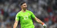 Goleiro Dibu Martinez, da Argentina, comemora t&iacute;tulo  Foto: Divulga&ccedil;&atilde;o/AFA