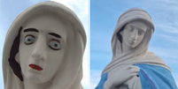 Imagens crist&atilde;s que tinham os rostos sem contornos impactaram ao aparecerem "restauradas"  Foto: Reprodu&ccedil;&atilde;o/MGTV