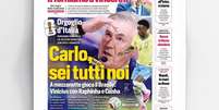 It&aacute;lia fora da Copa do Mundo faz jornal italiano torcer pelo Brasil: &lsquo;Carlo, voc&ecirc; representa todos n&oacute;s&rsquo;  Foto: Reprodu&ccedil;&atilde;o/Corriere dello Sport