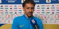 Marquinhos em entrevista momentos antes de estrear na Copa  Foto: Reprodu&ccedil;&atilde;o
