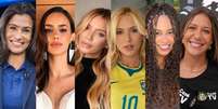 Renata Vasconcellos, Bianca Biancardi, Gabriely Miranda, Virginia Fonseca, Karine Alves e B&aacute;rbara Coelho: tima&ccedil;o feminino na Copa 2026  Foto: Reprodu&ccedil;&otilde;es