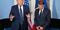 Donald Trump se re&uacute;ne com Emmanuel Macron em &Eacute;vian-les-Bains  Foto: ANSA / Ansa - Brasil