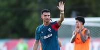 Cristiano Ronaldo em treino de Portugal  Foto: Megan Briggs/Getty Images
