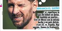 Jornal 'Ol&eacute;' repetiu formato de capa do dia da estreia da Argentina na Copa do Catar   Foto: Reprodu&ccedil;&atilde;o
