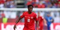 Jonathan David (Canadá) durante seu jogo de estreia na Copa do Mundo.  Foto: Craig Mercer / Alamy