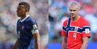 Mbapp&eacute; e Haaland  Foto: Ian MacNicol/Getty Images; Abdulhamid Hosbas/Anadolu via Getty Images