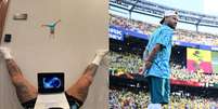 Neymar postou foto de alongamento depois do treino com a Sele&ccedil;&atilde;o Brasileira  Foto: Reprodu&ccedil;&atilde;o/Neymar Jr/Instagram/Getty Images/Hannah Peters/FIFA