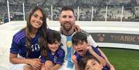 Antonela Roccuzzo, Messi e os filhos  Foto: Reprodução | Instagram