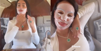 Georgina Rodr&iacute;guez faz rotina de beleza em voo de jatinho  Foto: Reprodu&ccedil;&atilde;o/Instagram