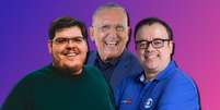 Casimiro Miguel (CazéTV), Galvão Bueno (SBT/N Sports) e Everaldo Marques (Globo/SporTV): uma Copa capaz de agradar a gregos e troianos  Foto: Fotomontagem com fotos de divulgação