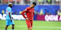 Cristiano Ronaldo, da seleção portuguesa, parece desanimado após a partida 17 de junho de 2026  Foto: REUTERS/Phil Noble