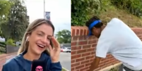 Repórter Monique Danello interrompeu fala e se assustou ao homem tirar rato morto ao vivo durante live  Foto: Reprodução/Instagram/Monique Danello