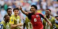 Cabo Verde comemora gol contra o Uruguai  Foto: Carmen Mandato / FIFA/FIFA via Getty Images