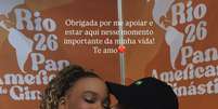 Foto com declara&ccedil;&atilde;o de Rebeca Andrade ap&oacute;s ouro viraliza nas redes sociais  Foto: Reprodu&ccedil;&atilde;o/Instagram
