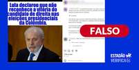 Lula n&atilde;o fez nenhuma declara&ccedil;&atilde;o sobre o resultado das elei&ccedil;&otilde;es colombianas Foto: Reprodu&ccedil;&atilde;o/Instagram / Estad&atilde;o