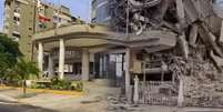 O antes e o depois de um hotel destru&iacute;do em La Guaira  Foto: Google/X.com / BBC News Brasil