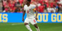 Jonathan David (Canad&aacute;) durante jogo contra a Su&iacute;&ccedil;a, no dia 24.06.2026. Foto: Associated Press / Alamy