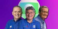 Luis Roberto, Cléber Machado e Leo Batista: jornalistas que colaboraram para a memória do público brasileiro das Copas  Foto: Fotomontagem: Sala de TV (Fotos: Divulgação/TV Globo)