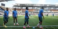 Neymar, Danilo, Vini Jr. e Paquet&aacute; durante o &uacute;ltimo treino preparat&oacute;rio antes de enfrentar o Jap&atilde;o no est&aacute;dio do Houston Dynamo (PNC Stadium), em Houston, Texas.  Foto: Werther Santana/Estadao / Estad&atilde;o
