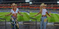 Virginia usa calça personalizada em jogo do Brasil na Copa  Foto: Reprodução/Instagram