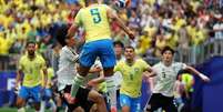 Cabeceio de Casemiro no gol de empate do Brasil.  Foto: Werther Santana/Estadao / Estadão