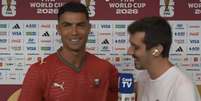 Cristiano Ronaldo manda recado para brasileiros ap&oacute;s vit&oacute;ria de Portugal  Foto: Reprodu&ccedil;&atilde;o/Caz&eacute;TV