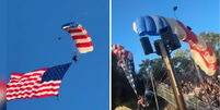 Paraquedista se enrosca em árvore e cai  Foto: Reprodução