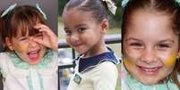 Maria Alice e Maria Flor, filhas de Virgínia, e Mavie, filha de Neymar, roubaram a cena na torcida pelo Brasil na Copa.  Foto: Reprodução/Instagram, @virginia / @brunabiancardi / Purepeople
