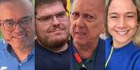 Everaldo Marques (Globo), Casimiro Miguel (Caz&eacute;TV), Galv&atilde;o Bueno (SBT / N Sports) e Fernanda Gentil (Caz&eacute;TV): tem cobertura de Copa para agradar a gregos e troianos  Foto: Reprodu&ccedil;&otilde;es