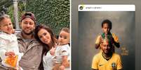 Neymar, Bruna e suas filhas, Mavie e Mel  Foto: Reprodução Instagram