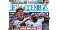 Edição do jornal Laatste News, da Bélgica, após a classificação para as quartas –  Foto: reprodução / Jogada10