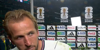Kane em entrevista ap&oacute;s classifica&ccedil;&atilde;o da Inglaterra  Foto: Reprodu&ccedil;&atilde;o